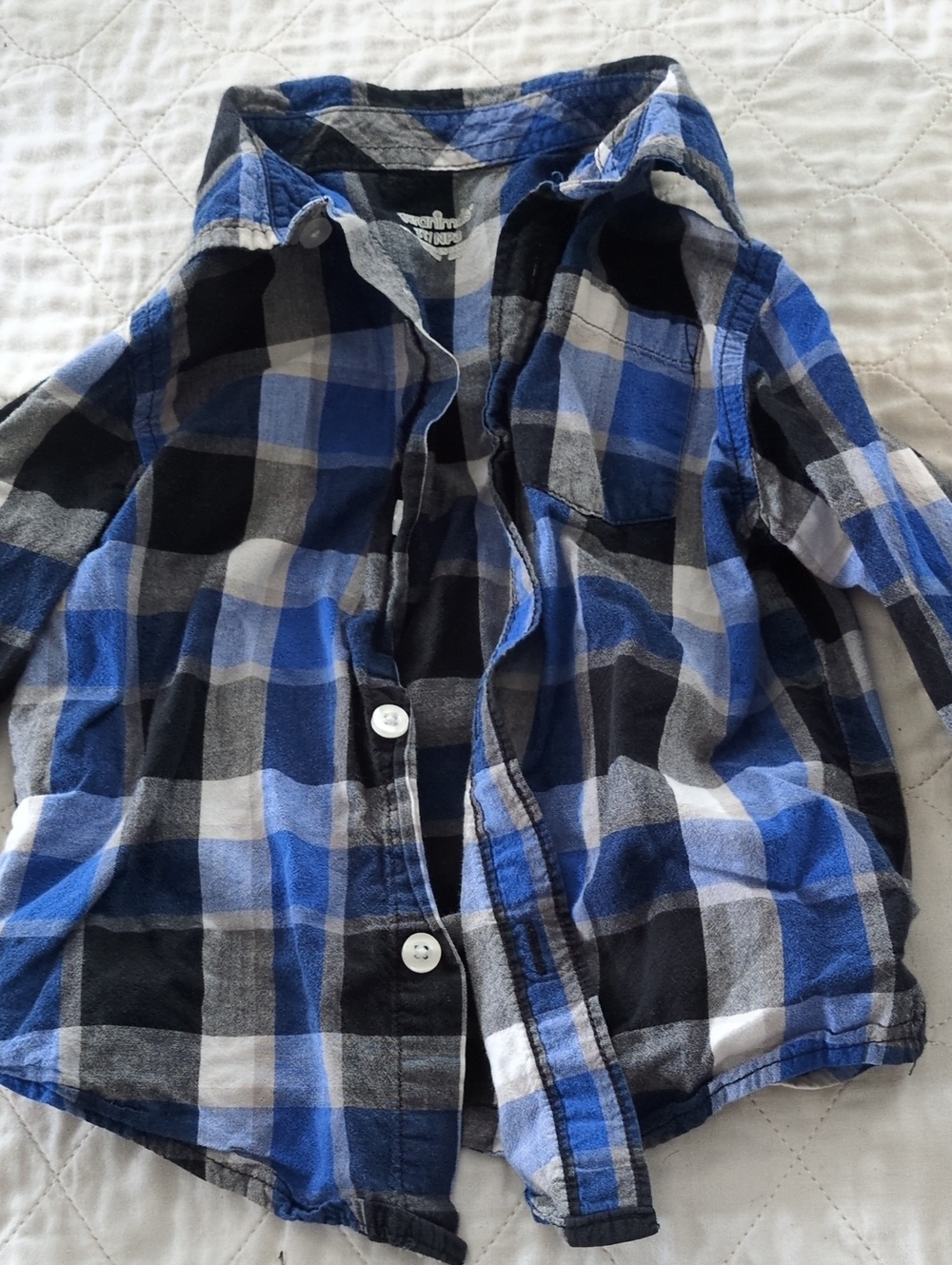 Garanimals Blue Black and White Plaid Button-Up Shirt